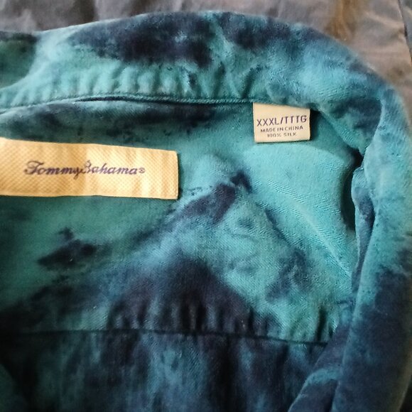 Black & Blues - Tie Dyed 100% Silk Camp Shirt - Picture 3 of 7